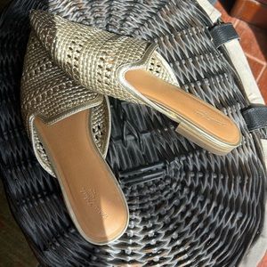 Golden weave mules. Size 8